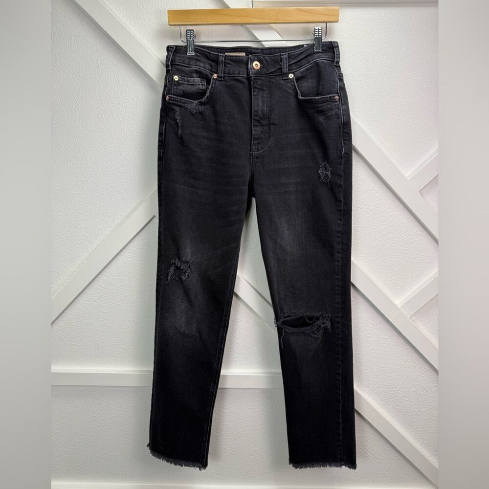 Anthropologie Pilcro The Vintage Straight Jeans Black Raw Hem Size 29 - Picture 2 of 12